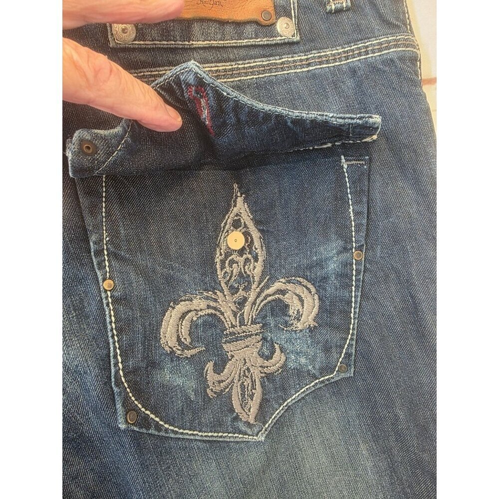 Marc Ecko Cut & Sew Jeans Mens Sz 34x33 Straight Leg Fleur Pocket Y2K Denim - Picture 12 of 12